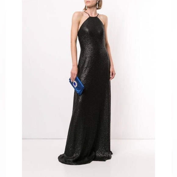 MARCHESA***Varenna Black Elegant Sequin Halter Gown***US 6 $385 - Picture 1 of 4